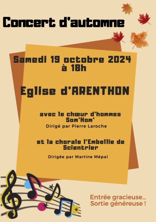 Concert le samedi 19 octobre 2024, 18h en l'ég ...