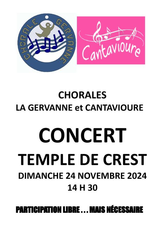 CONCERT CHORALES LA GERVANNE ET CANTAVIOURE